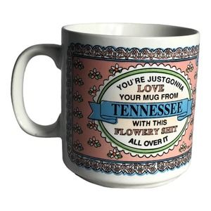 Tennessee Love This Mug Flowery 3.5" Tall 3.5" Wide (5" w Handle) SMALL FLAW